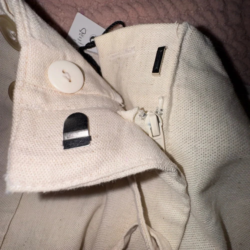 Zara Cotton Linen Blend Pleated Tie-Front Pants | Size Small | NWT